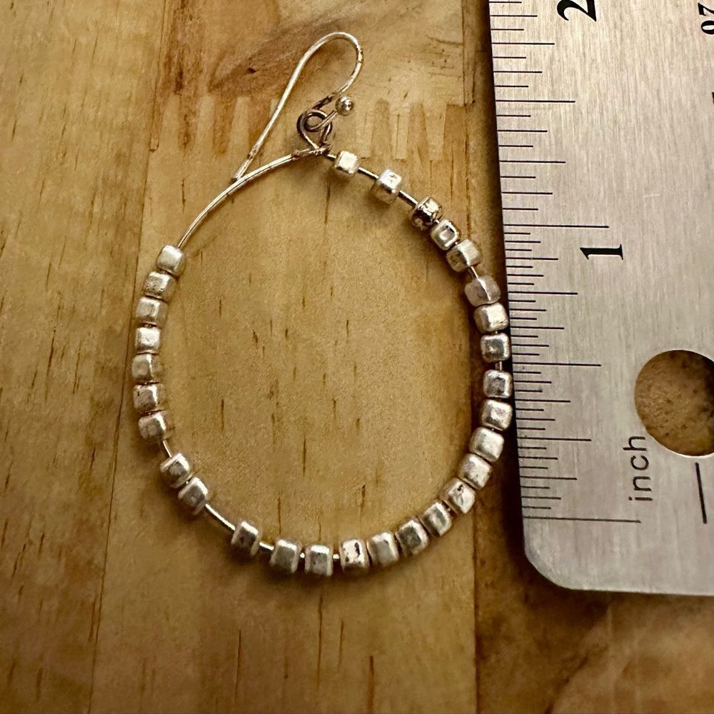Elegant Silver plated Beaded Hoop Earring